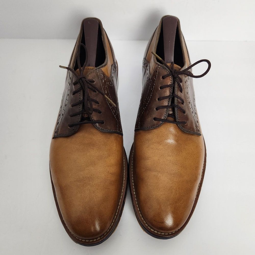 Johnston Murphy Mens 8.5 Brown Leather Conard Saddle Lace Up Dress Shoes 20-3316 - Picture 2 of 15